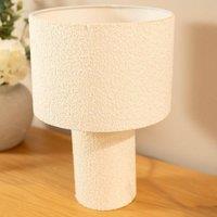ValueLights Ash Natural Table Lamp With Cream Boucle Shade