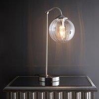 K LIVING Bianca Satin Nickel Table Lamp Ribbed Glass in Silver