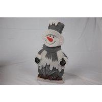 Shatchi 52cm Grey Snowman Christmas Tabletop Figures Window Wall Glitter Foam Showpiece Decorations