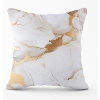 Warren Reed - Designer White Marble With Gold Outdoor Cushion | Size: 60 cm x 60 cm
