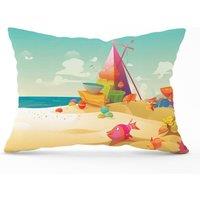 Warren Reed - Designer Fish On A Beach Holiday Cushions in Yellow | Size: 45 cm x 45 cm