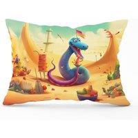 Warren Reed - Designer Snake On A Beach Holiday Cushions in Yellow | Size: 45 cm x 45 cm