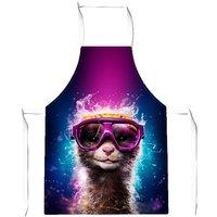 Warren Reed - Designer Splashart Ferret With Glasses Purple Junior Apron