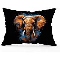 Warren Reed - Designer Splashart Elephant Blue Cushions | Size: 45 cm x 45 cm