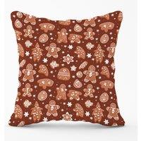 Warren Reed - Designer Gingerbread Cookies Outdoor Cushion in Brown | Size: 45 cm x 45 cm