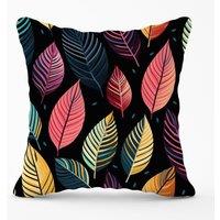 Warren Reed - Designer Colourful Leaves Pattern Outdoor Cushion in Pink | Size: 60 cm x 60 cm