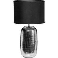 Orsina Chrome Finish Ceramic Base Table Lamp With Black Shade, Bedside Lamp, Desk Lamp With In-Line On/Off Switch