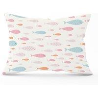 Warren Reed - Designer Hand Drawn Swimming Fish Cushions in Pink | Size: 60 cm x 60 cm