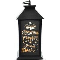 Shatchi Christmas Lantern Plastic Black Indoor Xmas Nativity Theme Decorations Battery Operated