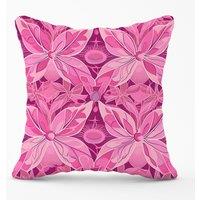 Warren Reed - Designer Pink Abstract Floral Design Outdoor Cushion | Size: 45 cm x 45 cm