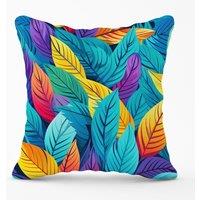 Warren Reed - Designer Bright Colourful Leaves Outdoor Cushion in Blue | Size: 60 cm x 60 cm