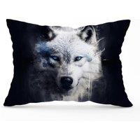 Warren Reed - Designer White Wolf Face Splashart Dark Backgrouns Cushions | Size: 45 cm x 45 cm