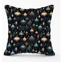 Warren Reed - Designer Christmas Decorations Outdoor Cushion in Blue | Size: 45 cm x 45 cm