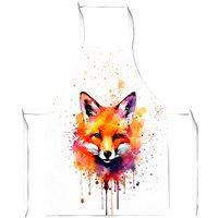 Warren Reed - Designer Watercolour Splashart Fox Face Apron in Orange
