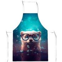 Warren Reed - Designer Ferret With Glasses Splashart Water Junior Apron in Blue