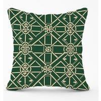 Warren Reed - Designer Green Lattice Design Outdoor Cushion | Size: 60 cm x 60 cm