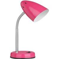 Orsina Red Desk Lamp With EU Plug, Flexible Chrome Lighting Arm, Modern Bedside Table Lamp, Reading Lamp Fixture in Pink