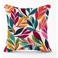 Warren Reed - Designer Bright Leaves Pattern Outdoor Cushion in Orange | Size: 60 cm x 60 cm