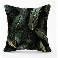 Warren Reed - Designer Green & Gold Leaves Outdoor Cushion | Size: 45 cm x 45 cm