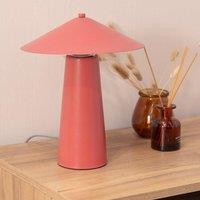 ValueLights Axel Coral Metal Table Lamp With Tapered Lampshade