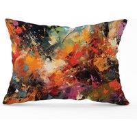 Warren Reed - Designer A Vibrant Abstract Painting Cushions in Orange | Size: 45 cm x 45 cm