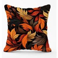 Warren Reed - Designer Autumn Leaves Design Outdoor Cushion in Orange | Size: 45 cm x 45 cm