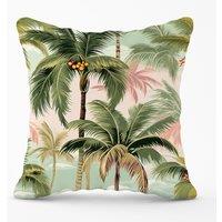 Warren Reed - Designer Palm Trees Pattern Outdoor Cushion in Green | Size: 60 cm x 60 cm