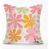 Warren Reed - Designer Yellow & Pink Flowers Outdoor Cushion | Size: 45 cm x 45 cm