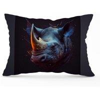 Warren Reed - Designer Rhino Face Splashart Cushions in Grey | Size: 45 cm x 45 cm