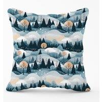 Warren Reed - Designer Dreamy Snowy Christmas Scene Outdoor Cushion in White | Size: 60 cm x 60 cm
