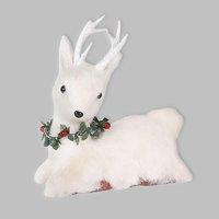Shatchi 25cm Christmas Tabletop Decorated with Pines Berries Showpieces decoration, White Lying Deer