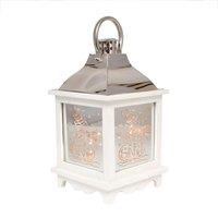 Shatchi Let It Snow White Christmas Lantern Wooden Warm LED Light Nativity Indoor Decorations
