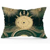Warren Reed - Designer Green Moon & Sun Abstract Pattern Cushions | Size: 60 cm x 60 cm