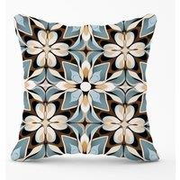 Warren Reed - Designer Beige & Brown Abstract Pattern Outdoor Cushion in Grey | Size: 45 cm x 45 cm