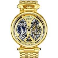 Emperor's Grandeur Dual Time Automatic 46mm Skeleton Watch with Stainless Steel Link Bracelet