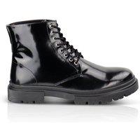 Silver Street London Men's Greenwich Patent Leather Lace Up Boots in Black | Size: 11