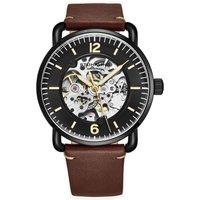 Mantra Automatic 42mm Skeleton watch with Leather Band