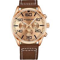 STHRLING Original Men's Quartz Aviator Chrono Watch with Contrast Stitched Strap in Rose Gold
