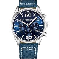 STHRLING Original Men's Quartz Aviator Chrono Watch with Contrast Stitched Strap in Blue