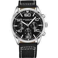 STHRLING Original Men's Quartz Aviator Chrono Watch with Contrast Stitched Strap in Black