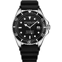 STHRLING Original Men's Depthmaster Quartz 42mm Diver Watch with Rubber Strap in Black