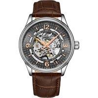 STHRLING Original Men's Denmark Automatic 42mm Skeleton Watch with Leather Band in Grey