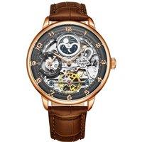 STHRLING Original Men's Elegant Automatic 40mm Silver Watch with Alligator Embossed Leather Band in Rose Gold
