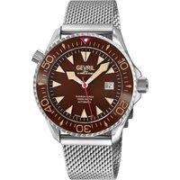 Gevril Men's Hudson Yards, Swiss Automatic Diver, Blue Dial, Unidirectional Rotating bezel Bezel, 316L Stainless Steel mesh band, Sapphire Crystal, &