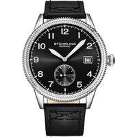 STHRLING Original Men's The Wingman Aviator Quartz Watch with Calfskin Leather Strap in Black