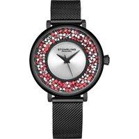 Elegant Gem-Accented Quartz Watch with Stainless Steel Mesh Bracelet