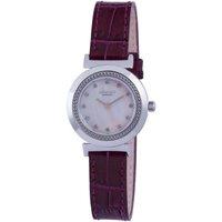 Johan Eric Women's Djursland MOP dial with Swarovski crystal indices, leather crocodile pattern top Strap Watch in Purple