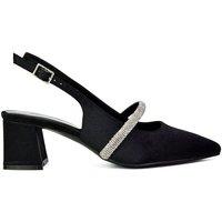 XY London Women's 'Sandie' Sling Back Strappy Pointed Toe Diamante Mid Block Heels in Black | Size: 3