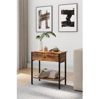 Rustic Side Table with Drawer for Living Room