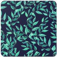 Warren Reed - Designer Delicate Green Foliage Coasters - Set of 4 in Blue